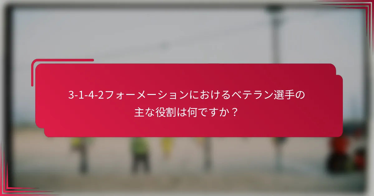 3-1-4-2フォーメーションにおけるベテラン選手の主な役割は何ですか？