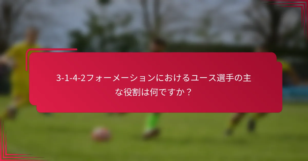 3-1-4-2フォーメーションにおけるユース選手の主な役割は何ですか？