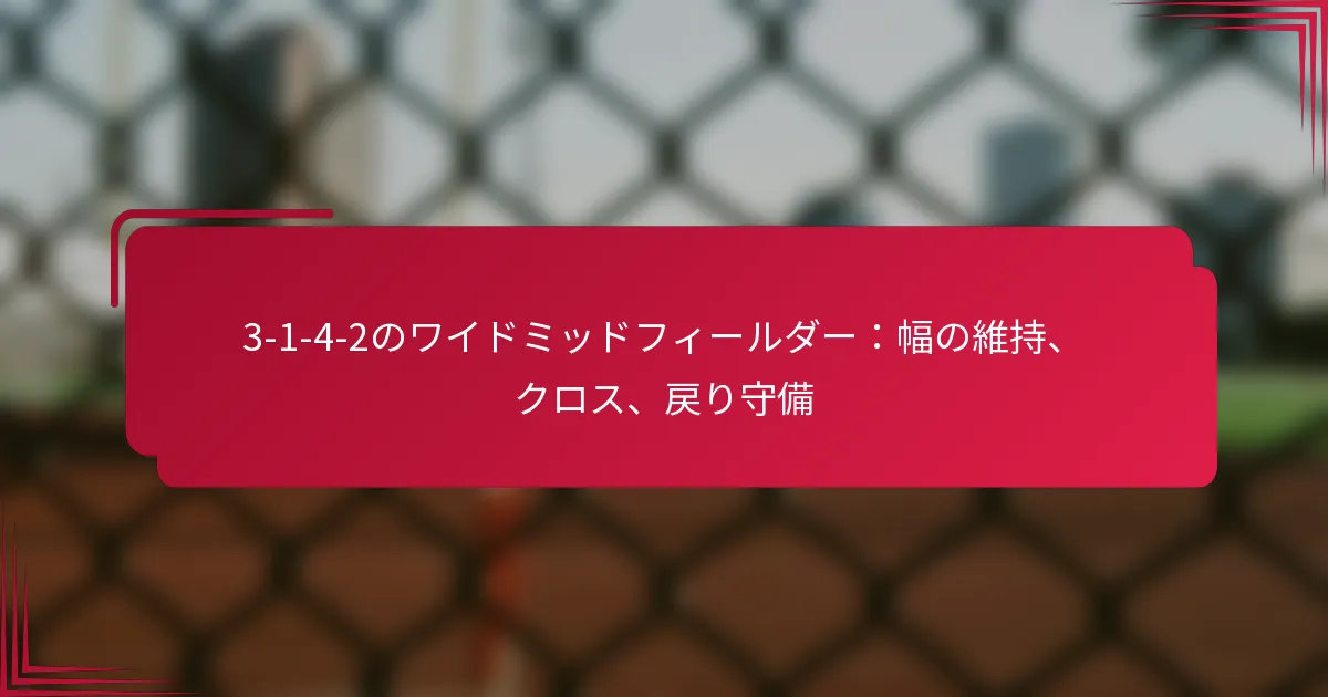 Read more about the article 3-1-4-2のワイドミッドフィールダー：幅の維持、クロス、戻り守備