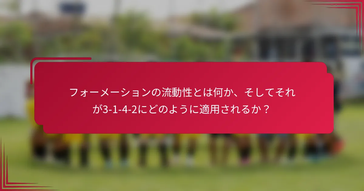 フォーメーションの流動性とは何か、そしてそれが3-1-4-2にどのように適用されるか？